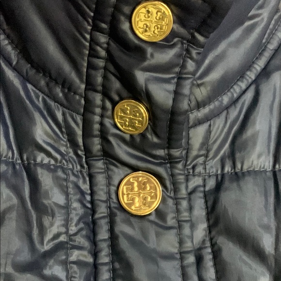 Tory Burch Dark Blue Quilted Vest with Gold Accents - Picture 6 of 10
